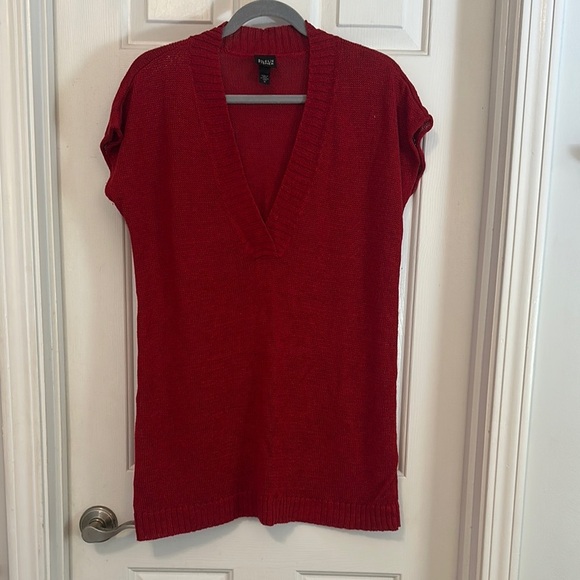 Eileen fisher 100% hemp v neck tunic medium red - Picture 1 of 4
